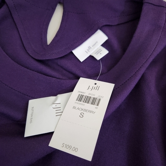NWT J Jill Ruffle Hem Dress Blackberry Purole Stretch, sz S - Picture 9 of 10